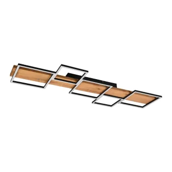 Plafoniera neagra/in culoare naturala LED cu intensitate reglabila 44x115 cm Harper - Trio imagine