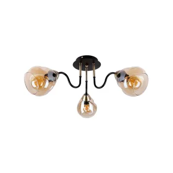 Plafoniera negru/auriu cu abajur din sticla Unica - Candellux Lighting imagine