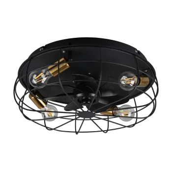 Plafoniera negru-mat cu control prin telecomanda/cu ventilator Trondheim - Trio imagine