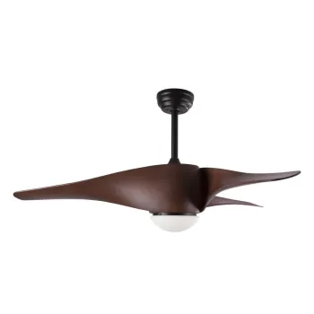 Plafoniera negru-mat/in culoare naturala inchisa LED din metal cu abajur din sticla Breeze - Nova Luce imagine