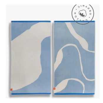 Prosoape albe/albastre 2 buc. din bumbac organic 50x90 cm Nova Arte - Mette Ditmer Denmark imagine