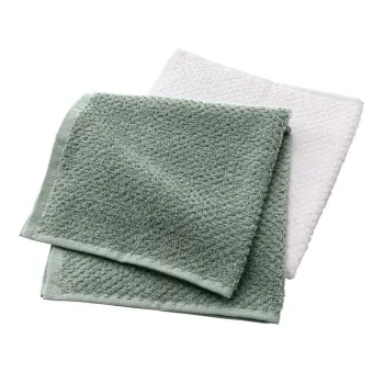 Prosoape albe/verzi 2 buc. din bumbac din frotir 50x50 cm Gourmet - douceur d'interieur imagine