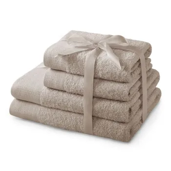 Prosoape de baie bej 4 buc. din bumbac din frotir Amari - AmeliaHome imagine