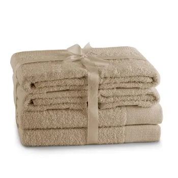 Prosoape de baie bej 6 buc. din bumbac frotir Amari - AmeliaHome imagine