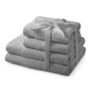 Prosoape de baie gri 4 buc. din bumbac din frotir Amari - AmeliaHome imagine