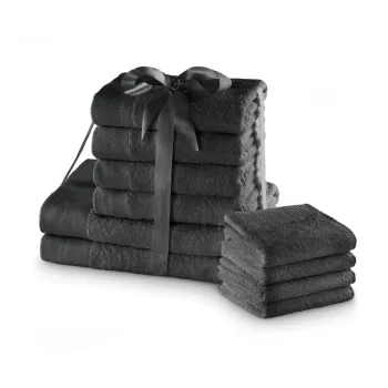Prosoape de baie gri-inchis 10 buc. din bumbac din frotir Amari - Restilo imagine