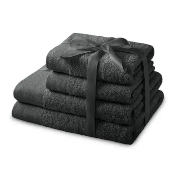 Prosoape de baie gri-inchis 4 buc. din bumbac din frotir Amari - Restilo imagine