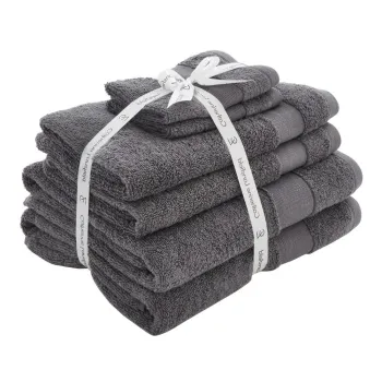 Prosoape de baie gri-inchis 6 buc. din bumbac din frotir Anti-Bacterial - Catherine Lansfield imagine
