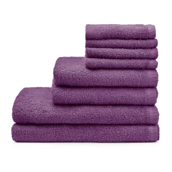 Prosoape de baie mov 8 buc. din bumbac cu uscare rapida/din frotir Quick Dry - Catherine Lansfield imagine