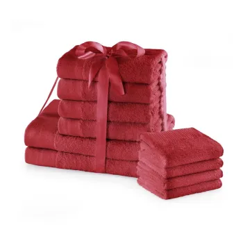 Prosoape de baie rosii 10 buc. din bumbac din frotir Amari - Restilo imagine