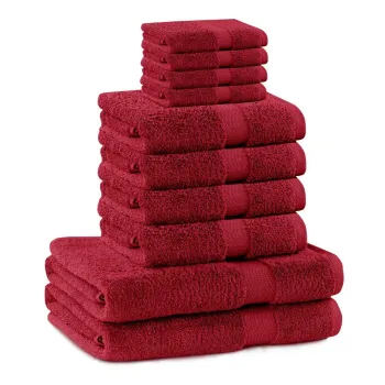Prosoape de baie rosii 10 buc. din bumbac din frotir Marina - Restilo imagine