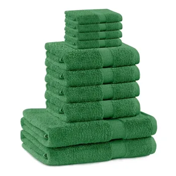 Prosoape de baie verde-inchis 10 buc. din bumbac din frotir Marina - Restilo imagine