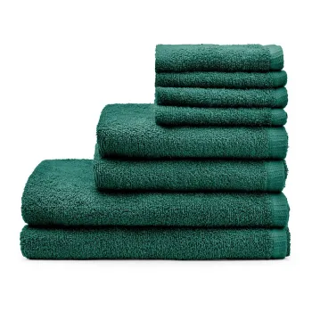 Prosoape de baie verde-inchis 8 buc. din bumbac cu uscare rapida/din frotir Quick Dry - Catherine Lansfield imagine