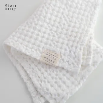 Prosop alb 100x140 cm Honeycomb - Linen Tales imagine