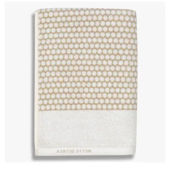 Prosop alb/bej din bumbac 50x100 cm Grid - Mette Ditmer Denmark imagine