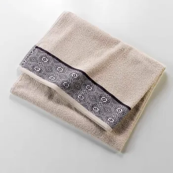 Prosop bej din bumbac din frotir 90x150 cm Esteban - douceur d'interieur imagine