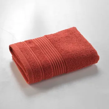 Prosop caramiziu din bumbac din frotir 50x90 cm Tendresse - douceur d'interieur imagine