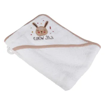 Prosop cu gluga pentru copii alb din bumbac 75x75 cm Forest - Bebe Douceur imagine