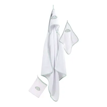 Prosop cu gluga pentru copii alb din bumbac 80x80 cm Happy Cloud - Roba imagine