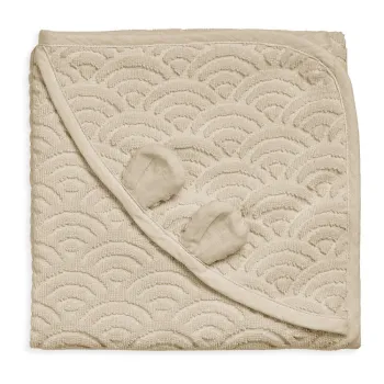 Prosop cu gluga pentru copii, bej din bumbac organic 80x80 cm Almond - Cam Cam Copenhagen imagine