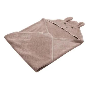 Prosop cu gluga pentru copii roz/maro din bumbac 75x75 cm Rabbit - Kindsgut imagine