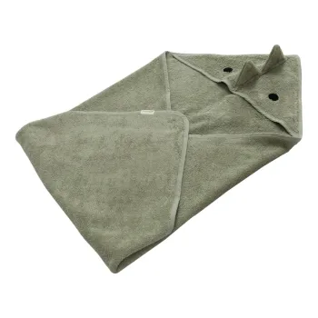 Prosop cu gluga pentru copii verde din bumbac 75x75 cm Dinosaur - Kindsgut imagine