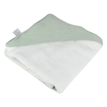 Prosop cu gluga pentru copii verde din muselina 75x75 cm - Bebe Douceur imagine
