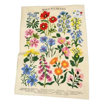 Prosop de bucatarie din bumbac Rex London Wild Flowers, 50 x 70 cm, bej imagine