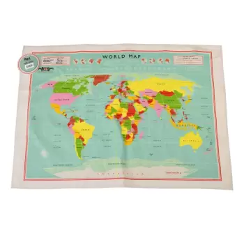 Prosop de bucatarie din bumbac Rex London World Map, 50 x 70 cm imagine