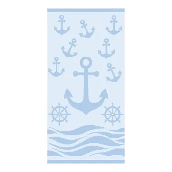 Prosop de plaja albastru deschis din bumbac din frotir 70x140 cm Anchor - B.E.S. imagine
