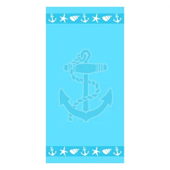 Prosop de plaja albastru din bumbac din frotir 70x140 cm Anchor - B.E.S. imagine