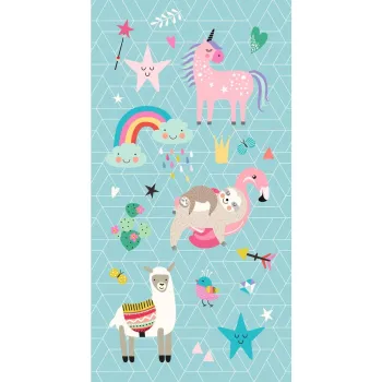 Prosop de plaja albastru din catifea pentru copii 75x150 cm Moody - Good Morning imagine