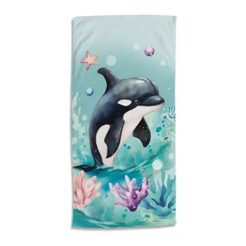 Prosop de plaja albastru din catifea pentru copii 75x150 cm Splash - Good Morning imagine