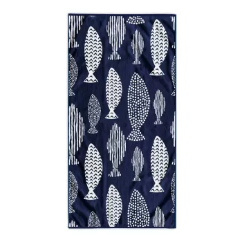Prosop de plaja albastru inchis 90x180 cm Fish - DecoKing imagine
