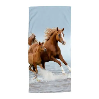 Prosop de plaja albastru/maro din catifea pentru copii 75x150 cm Free - Good Morning imagine