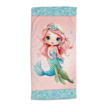 Prosop de plaja albastru/roz din catifea pentru copii 75x150 cm Alisse - Good Morning imagine