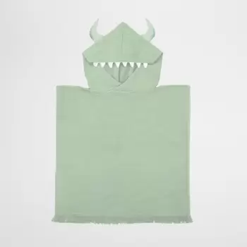 Prosop de plaja cu gluga pentru copii 3-6 ani Green Sunnylife Monster, verde imagine