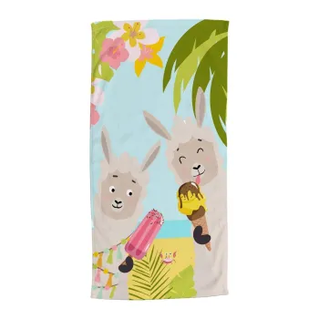 Prosop de plaja din catifea pentru copii 75x150 cm Happy lamas - Good Morning imagine