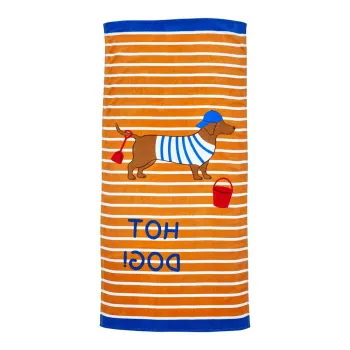 Prosop de plaja portocaliu din bumbac 76x160 cm Hot Dog - Catherine Lansfield imagine