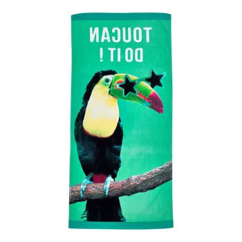 Prosop de plaja verde din bumbac 76x160 cm Toucan Do It - Catherine Lansfield imagine