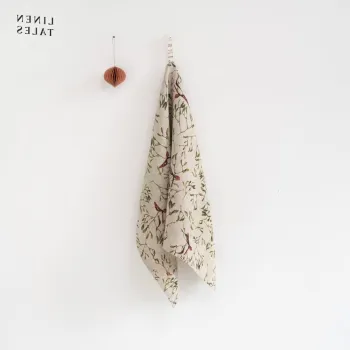 Prosop de vase din in 45x65 cm cu model de Craciun - Linen Tales imagine