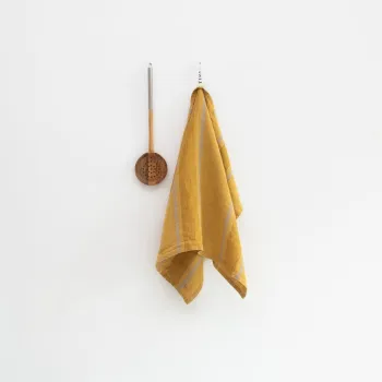 Prosop de vase din in 65x65 cm Amber Bronze Stripes - Linen Tales imagine