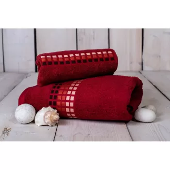 Prosop din bumbac rosu 100x50 cm Darwin - My House imagine