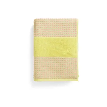 Prosop galben-roz din bumbac organic din frotir 50x100 cm Check - JUNA imagine