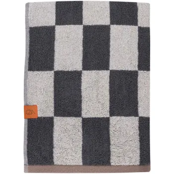 Prosop gri antracit/bej din bumbac organic din frotir 70x133 cm Retro - Mette Ditmer Denmark imagine