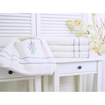 Prosop mov lavanda/crem 50x90 cm - B.E.S. imagine