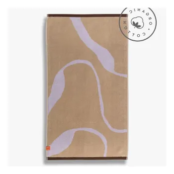 Prosop mov lavanda/maro deschis din bumbac organic 70x133 cm Nova Arte - Mette Ditmer Denmark imagine