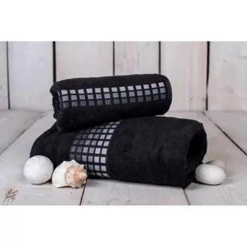 Prosop negru din bumbac 100x50 cm Darwin - My House imagine