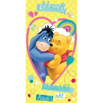 Prosop pentru copii galben din bumbac 70x140 cm Winnie the Pooh 