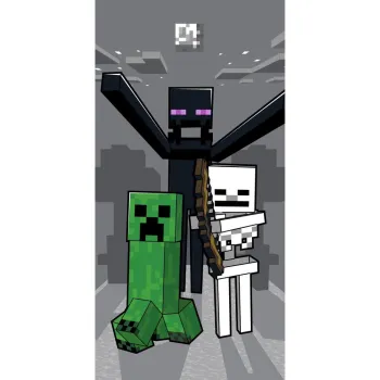 Prosop pentru copii gri din bumbac 70x140 cm Minecraft 